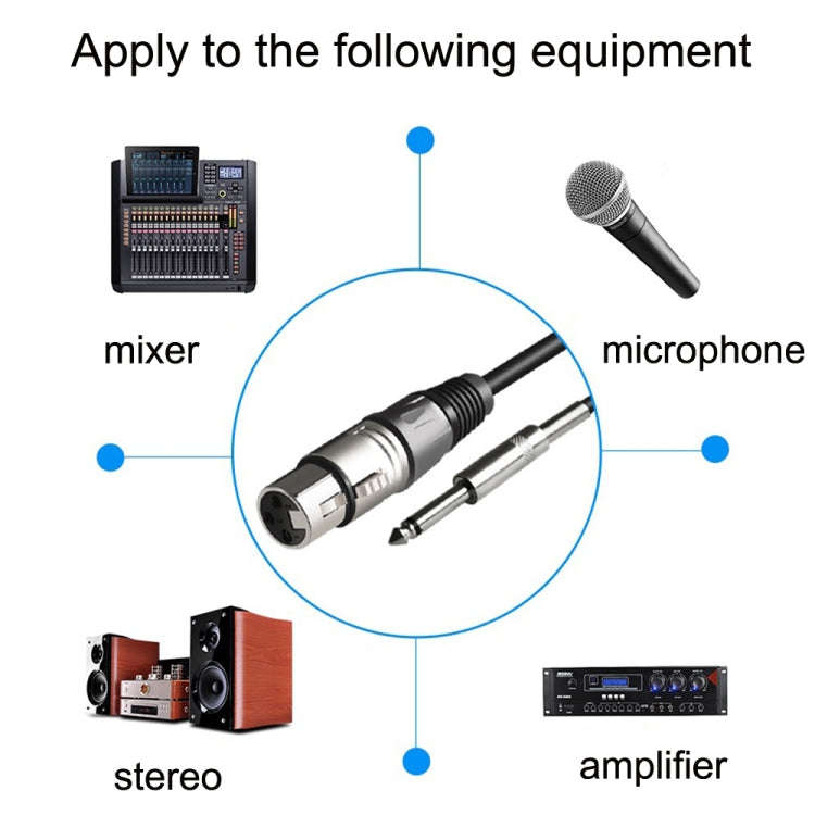 6.35mm Caron Female To XLR 2pin Balance Microphone Audio Cable Mixer Line, Size: 1m