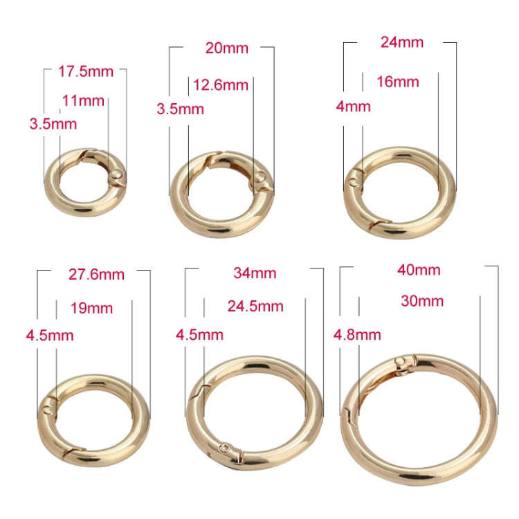20pcs Zinc Alloy Spring Ring Metal Open Bag Webbing Keychain, Specification: 4 Points Black