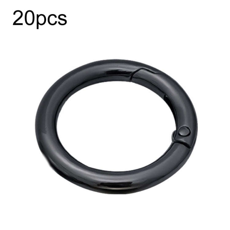 20pcs Zinc Alloy Spring Ring Metal Open Bag Webbing Keychain, Specification: Inch 2 Black