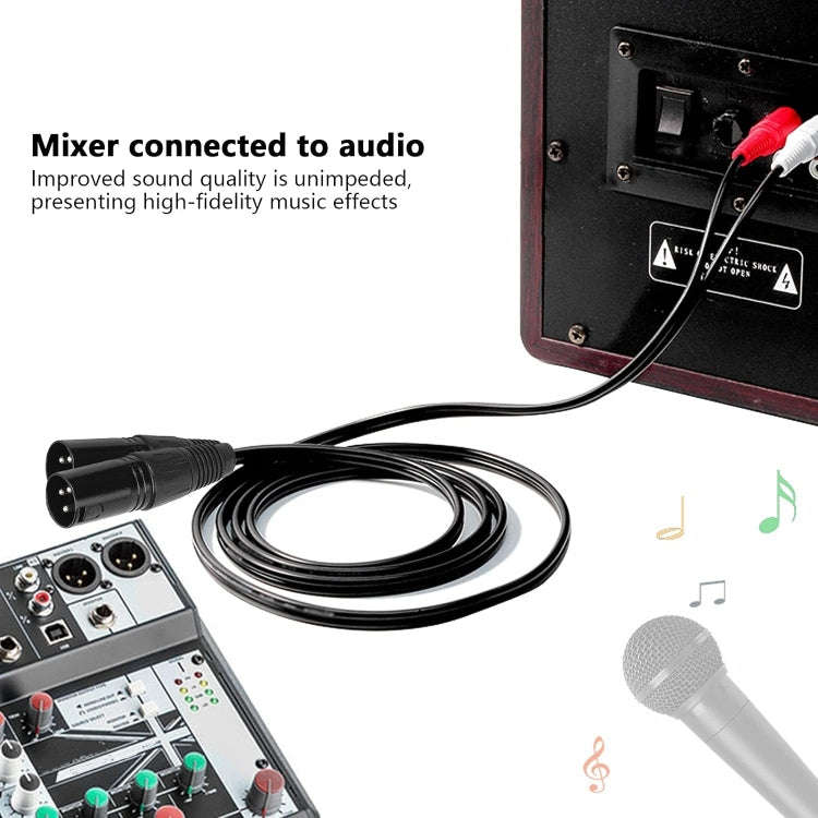 2RCA To 2XLR Speaker Canon Cable Audio Balance Cable, Size: 1m(Dual Lotus To Dual Female)