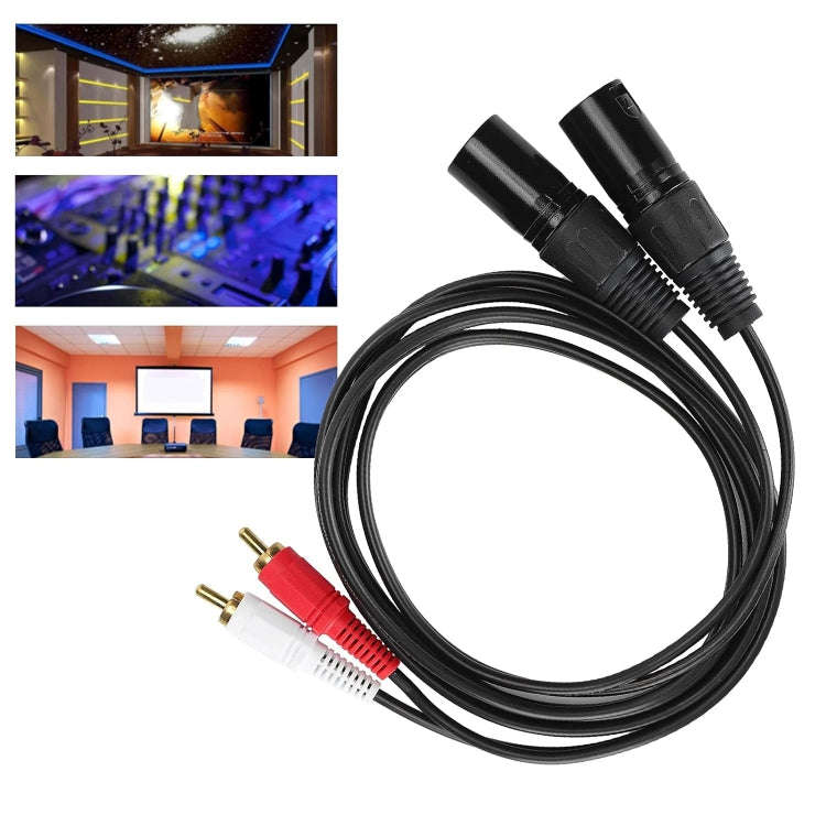 2RCA To 2XLR Speaker Canon Cable Audio Balance Cable, Size: 1m(Dual Lotus To Dual Female)