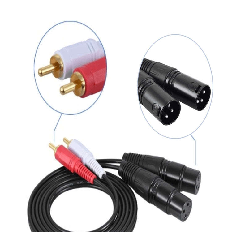 2RCA To 2XLR Speaker Canon Cable Audio Balance Cable, Size: 3m(Dual Lotus To Dual Canon Male)