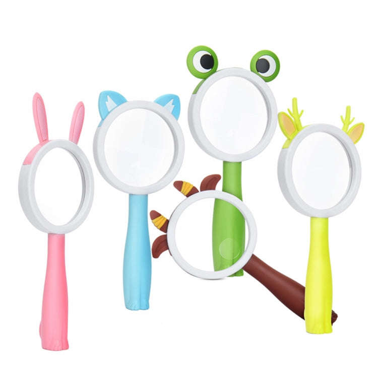 2275 5X/10X Cartoon Animal Handheld Children Science Experiment Magnifying Glass(Pink Rabbit)