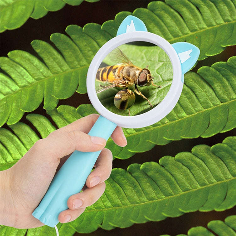 2275 5X/10X Cartoon Animal Handheld Children Science Experiment Magnifying Glass(Pink Rabbit)