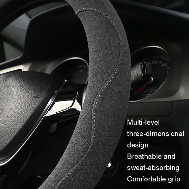 Turned Fur D Type Steering Wheel Cover, Size: 38cm(Black Blue)