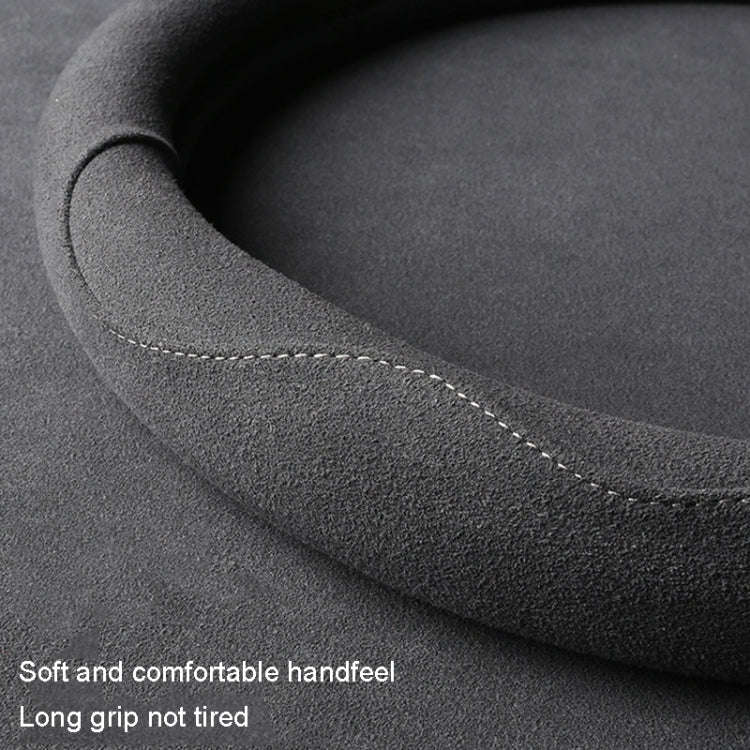 Turned Fur D Type Steering Wheel Cover, Size: 38cm(Black Blue)