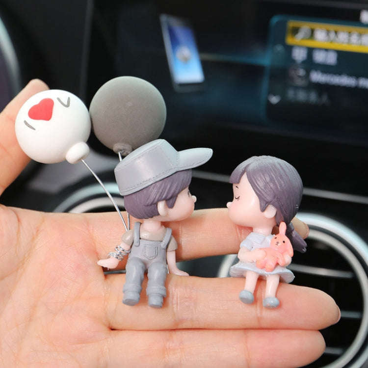 Car Ornament Ornament Lovely Kissing Couple Doll, Color: Stool Blue Couple