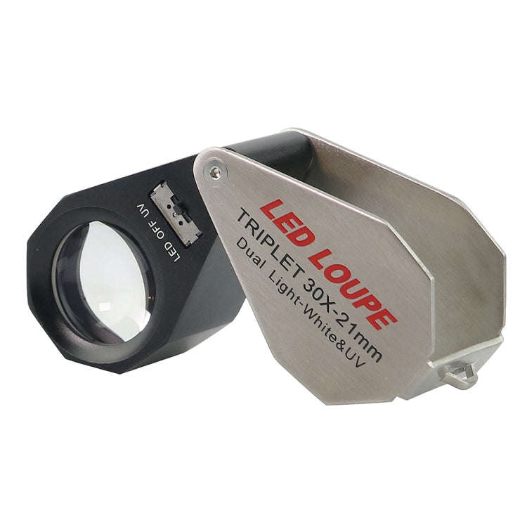 MG7802 30X 6LEDs + 7UV Lamps Jewelry Appreciation Magnifying Glass(Round)