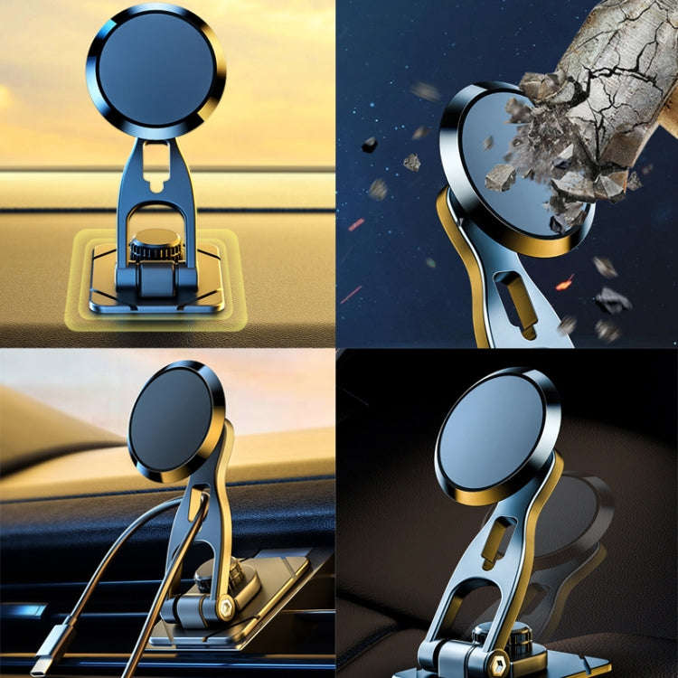 D29 Metal Car Phone Holder Floating Screen Folding Magnetic Phone Holder(Black)