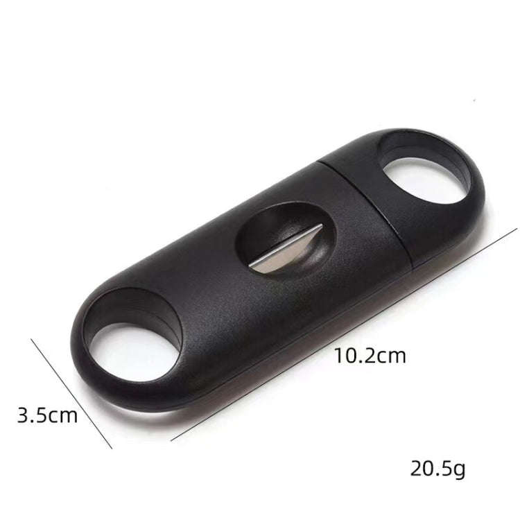 2pcs Portable Stainless Steel V Shaped Plastic Cigar Cutter Opening Hole(Black)