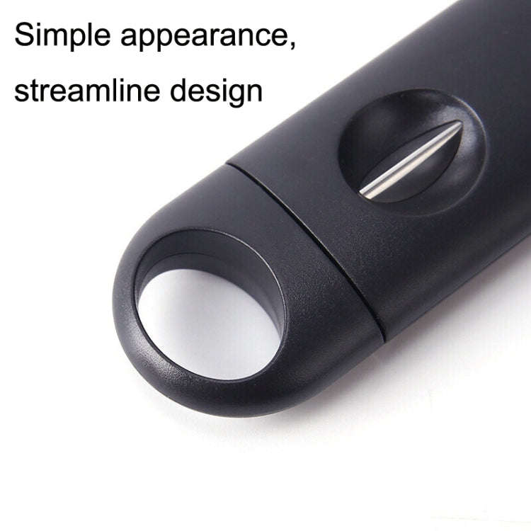 2pcs Portable Stainless Steel V Shaped Plastic Cigar Cutter Opening Hole(Black)
