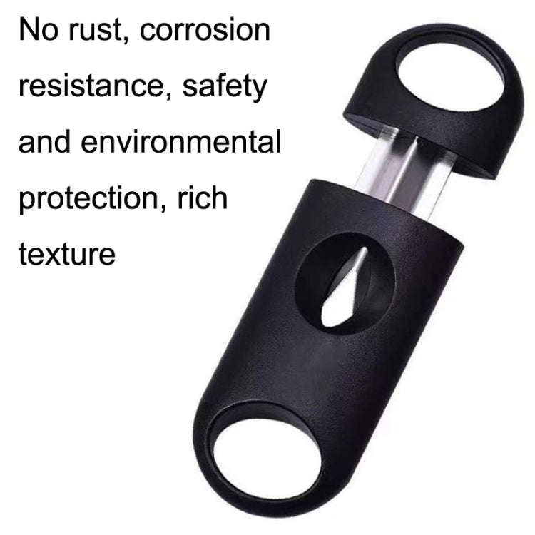2pcs Portable Stainless Steel V Shaped Plastic Cigar Cutter Opening Hole(Black)