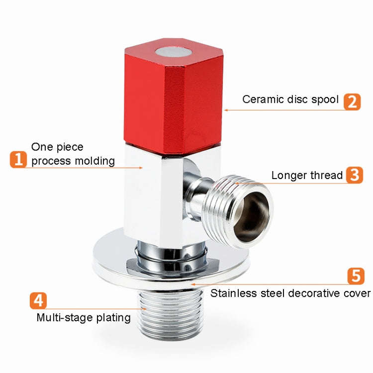 Hot and Cold Water Pipe Faucet 4 Points Water Stop Switch, Style: Valve Eight-side Red Label Allo...