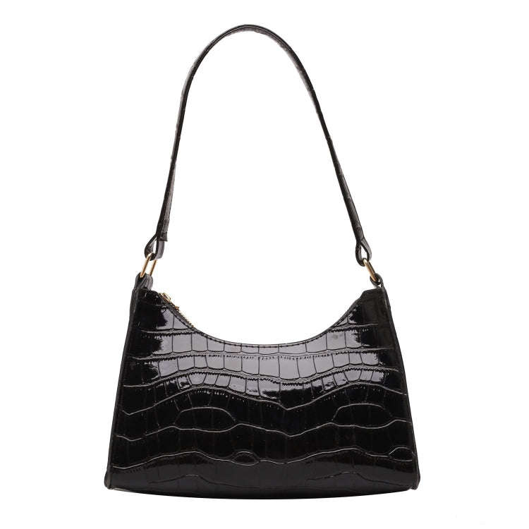 PU Leather Armpit Small Square Bag Female Stone Pattern Shoulder Bag Handbag(White)