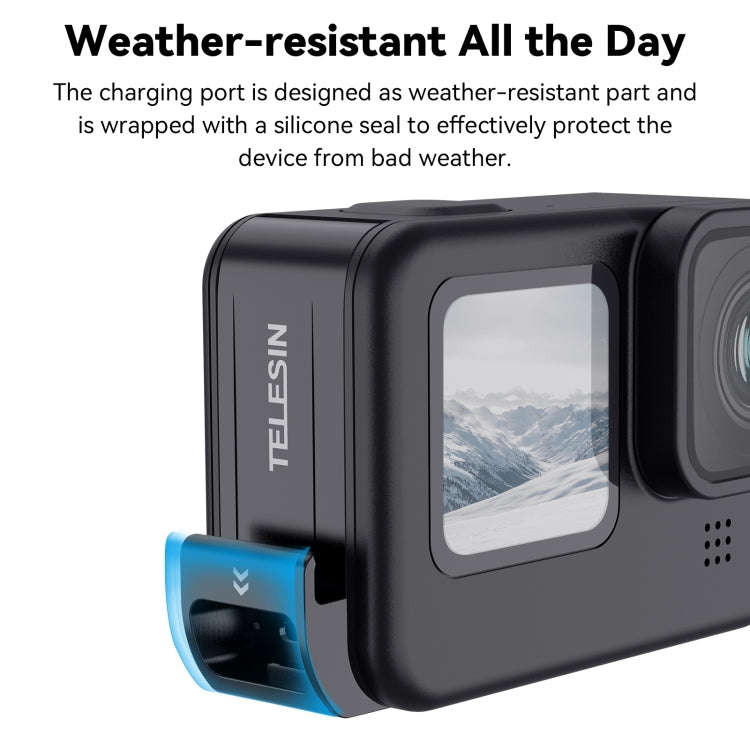 For GoPro Hero11 Black / HERO10 Black /9 Black TELESIN Weather-resistant Side Cover Easy Removabl...