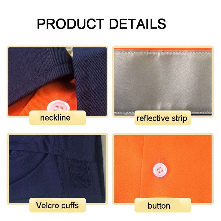 Pure Cotton Long-sleeved Reflective Clothes Overalls Work Clothes, Size: XXXXL(Orange Top)