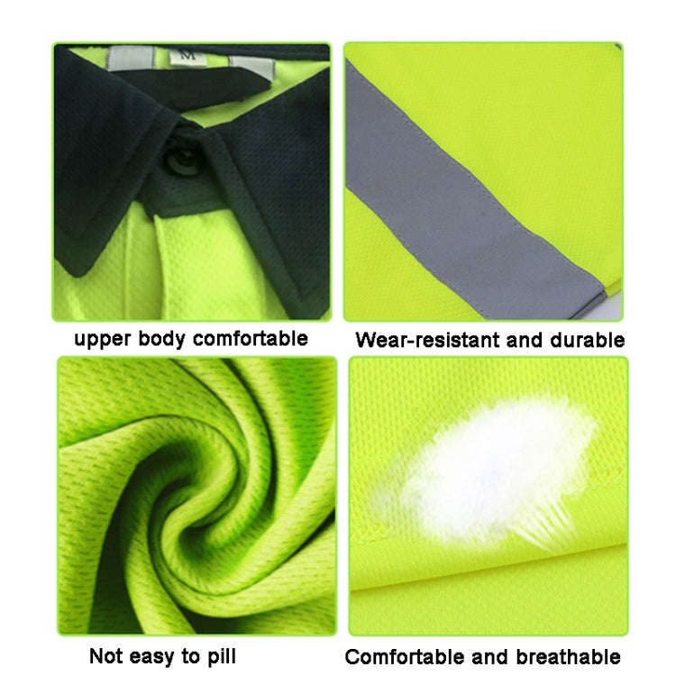 Reflective Quick-drying T-shirt Lapel Short-sleeved Safety Work Shirt, Size: L(Fluorescent +Navy ...