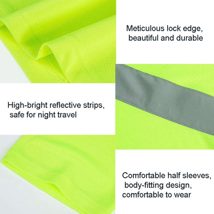 Reflective Quick-drying T-shirt Lapel Short-sleeved Safety Work Shirt, Size: XXXXL(Fluorescent +N...