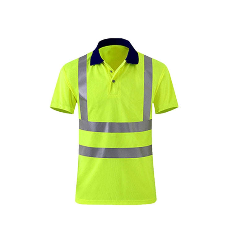Reflective Quick-drying T-shirt Lapel Short-sleeved Safety Work Shirt, Size: XXXXL(Fluorescent Ye...