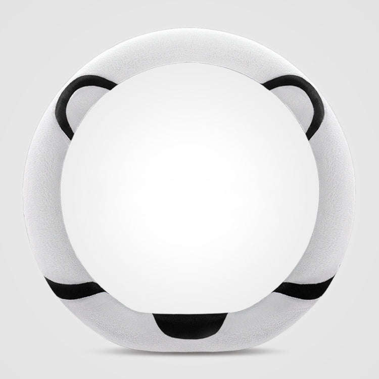 Car Steering Wheel Cartoon Short Fluff Handle Cover, Size: 38cm(Black White D Shape)