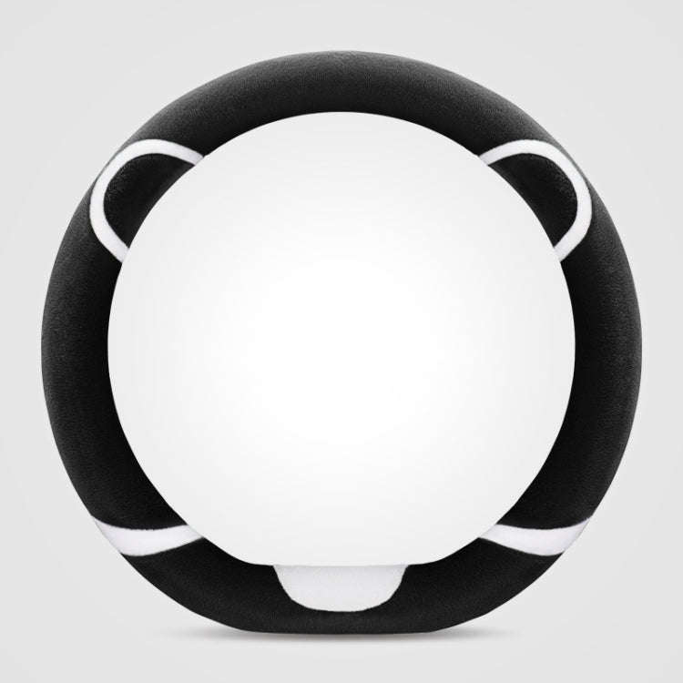 Car Steering Wheel Cartoon Short Fluff Handle Cover, Size: 38cm(Black D Shape)