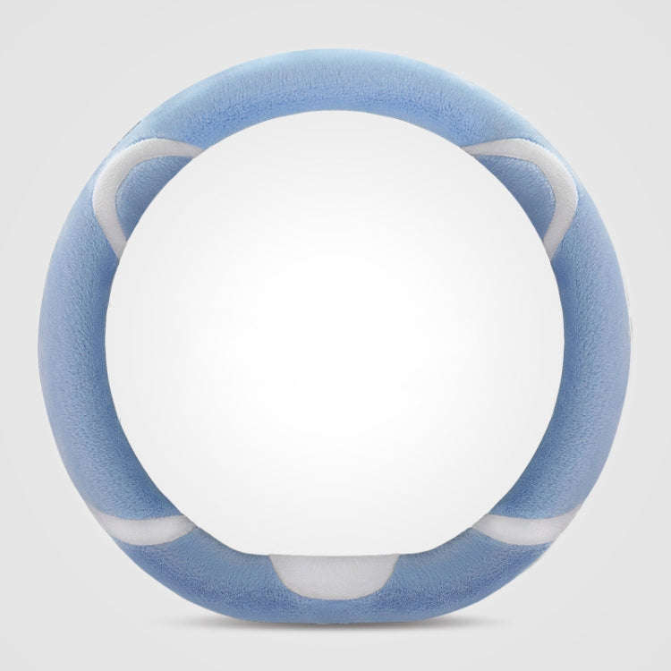 Car Steering Wheel Cartoon Short Fluff Handle Cover, Size: 38cm(Blue D Shape)