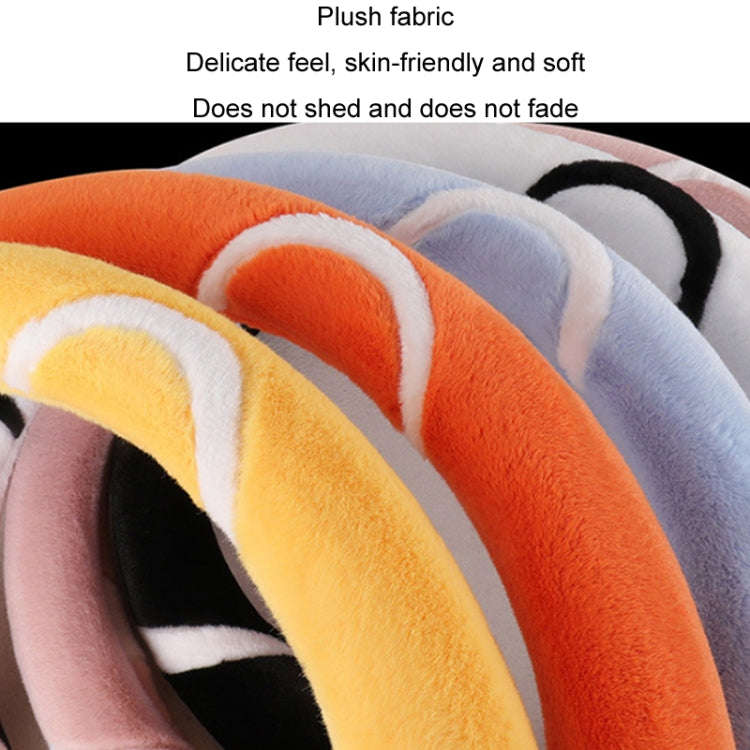 Car Steering Wheel Cartoon Short Fluff Handle Cover, Size: 38cm(Orange Round)
