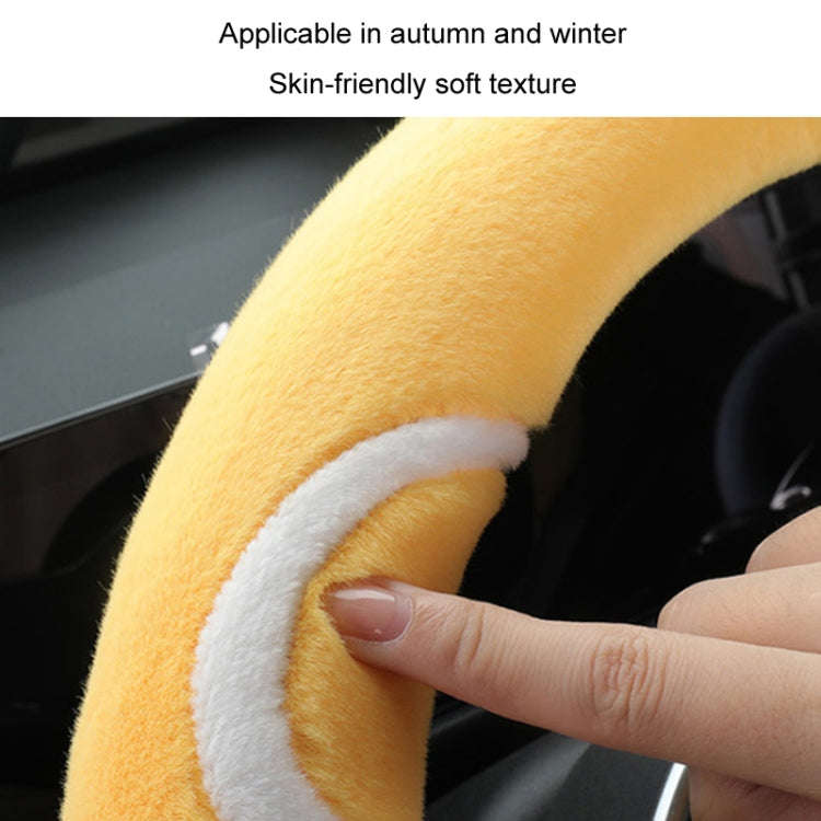 Car Steering Wheel Cartoon Short Fluff Handle Cover, Size: 38cm(Black White Round)