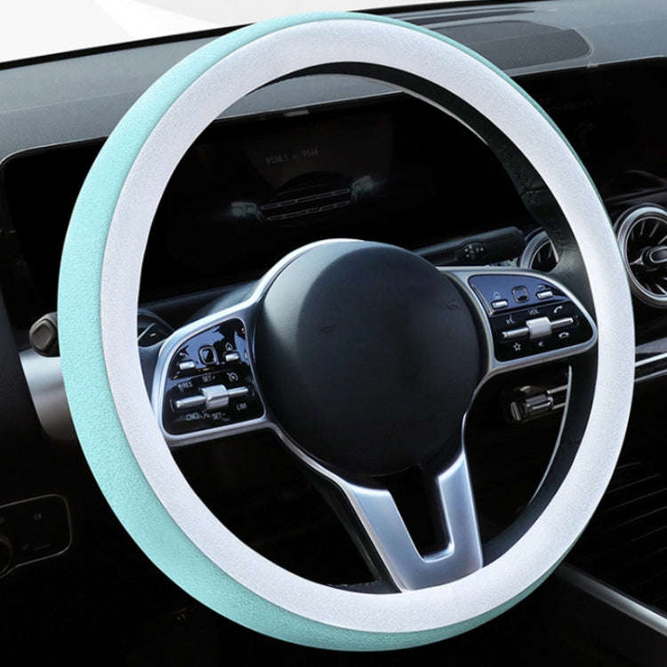 Car Steering Wheel Short Plush Winter Non-slip Grip Cover, Size: 38cm(Round Blue)