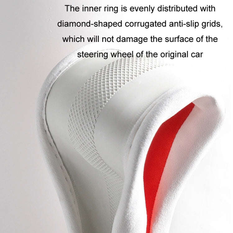 Car Steering Wheel Short Plush Winter Non-slip Grip Cover, Size: 38cm(D Shaped Silver Gray)