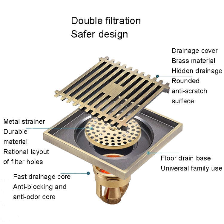 Full Copper Odor Proof Floor Drain, Style: K7008 Nickel Brush Dual Use+Magnetic Suspension
