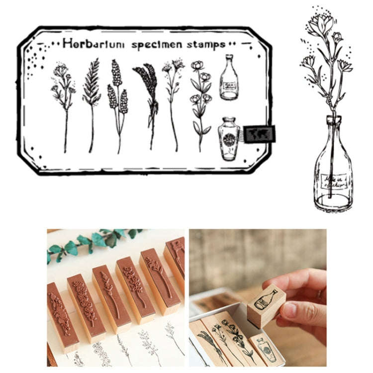 Retro Lotus Combination Set Seal Plant Vase Seal Handbook Decoration Tool(Towering Ancient Trees)