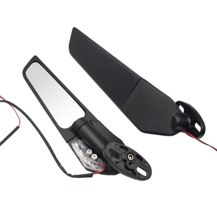 Fixed Wind Wing Rearview Mirror Spoiler with Light Motorcycle Modification