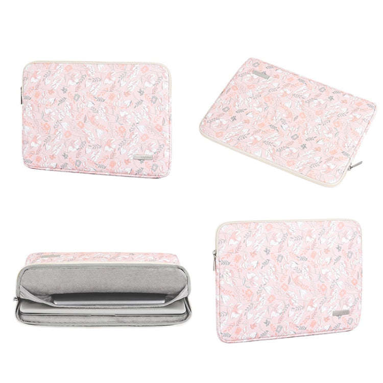 G4-01 13 Inch Laptop Liner Bag PU Leather Printing Waterproof Protective Cover(Light Pink)