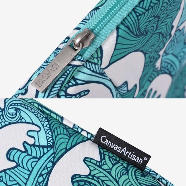H3-04  13 Inch PU Leather Printing Laptop Liner Bag Tablet Sleeve Bag(Green Wave)