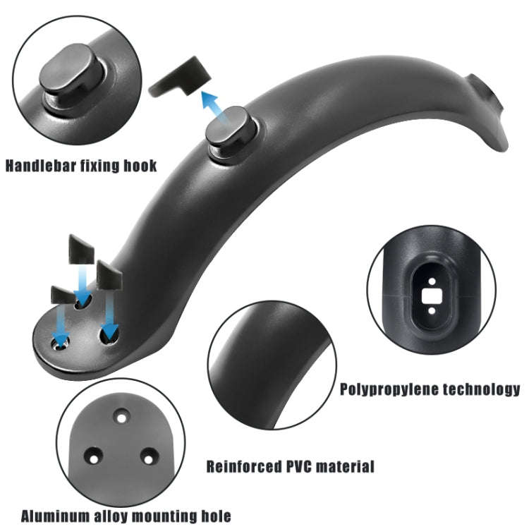 For Xiaomi M365 Electric Scooter Accessories, Fender+Bracket+Taillight, Color: Black Without Wrench