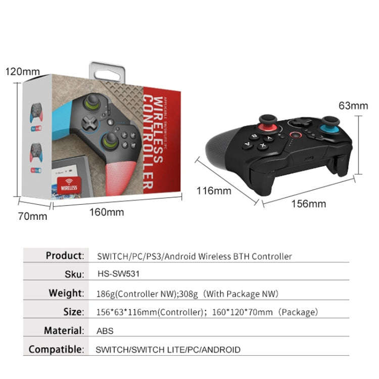 For Nintendo Switch / Switch Lite HS-SW531 Programmable Game Bluetooth Wireless Handle(Black)
