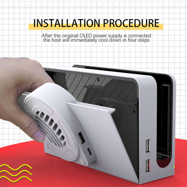 For Nintendo Switch OLED SWL138 Game Console Cooling Fan Host Storage Base Cooling Bracket(White)