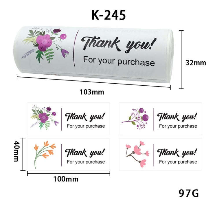 Floral Thank You Label Sticker Handicraft Decoration Small Gift Sticker(K-245)