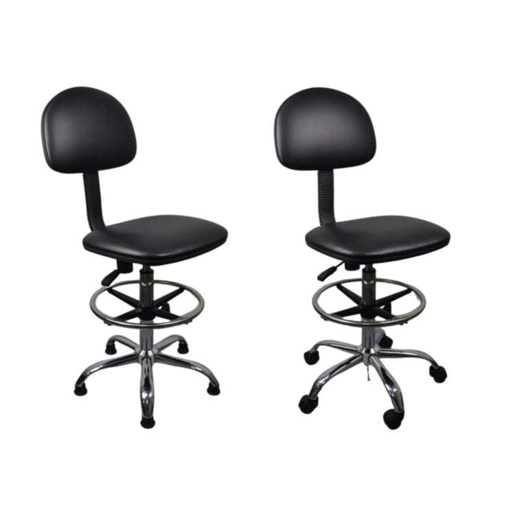 Anti-static Chair Liftable Adjustable Stool PU Leather Backrest Chair With Footrest,Spec: Mobile ...
