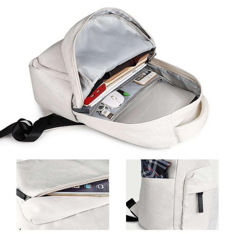 SJ13 13-15.4 inch Large-capacity Waterproof Wear-resistant Laptop Backpack(Beige)