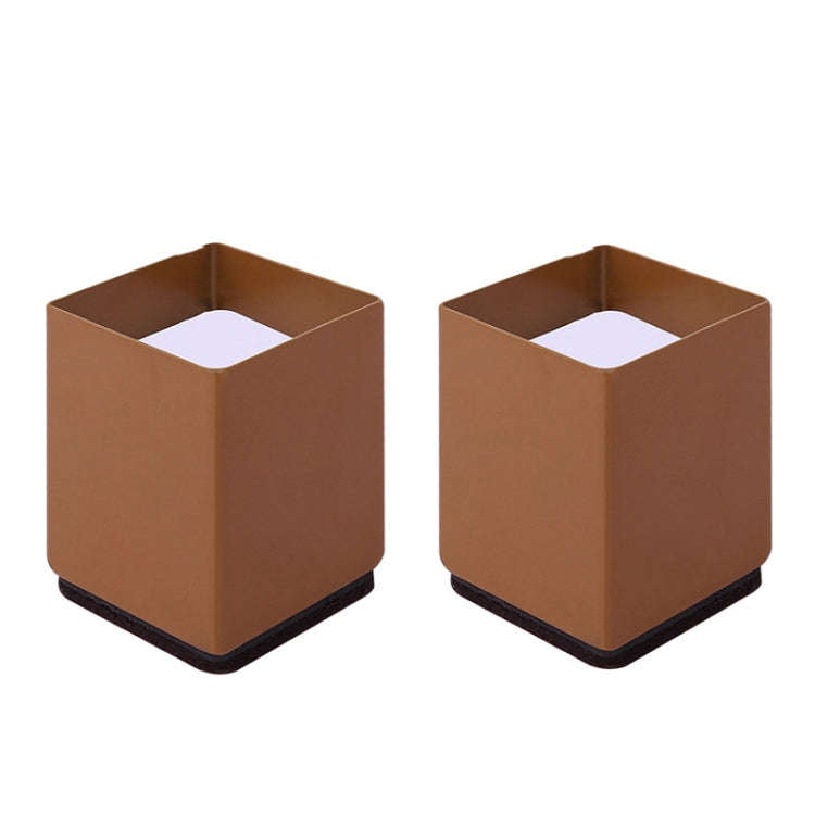 2pcs/set Furniture Carbon Steel Wraparound Heightening Foot Pad, Style: Square 4x5cm (Brown)