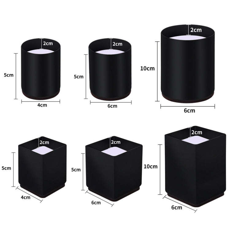 2pcs/set Furniture Carbon Steel Wraparound Heightening Foot Pad, Style: Square 6x5cm (Black)