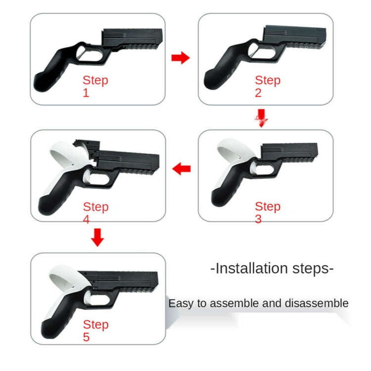 For Meta  Quest 2 VR Controller 1pair Sturdy Shooting Handle Holder(Black)
