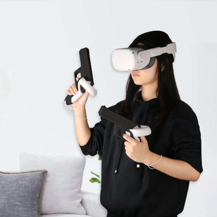 For Meta  Quest 2 VR Controller 1pair Sturdy Shooting Handle Holder(Black)