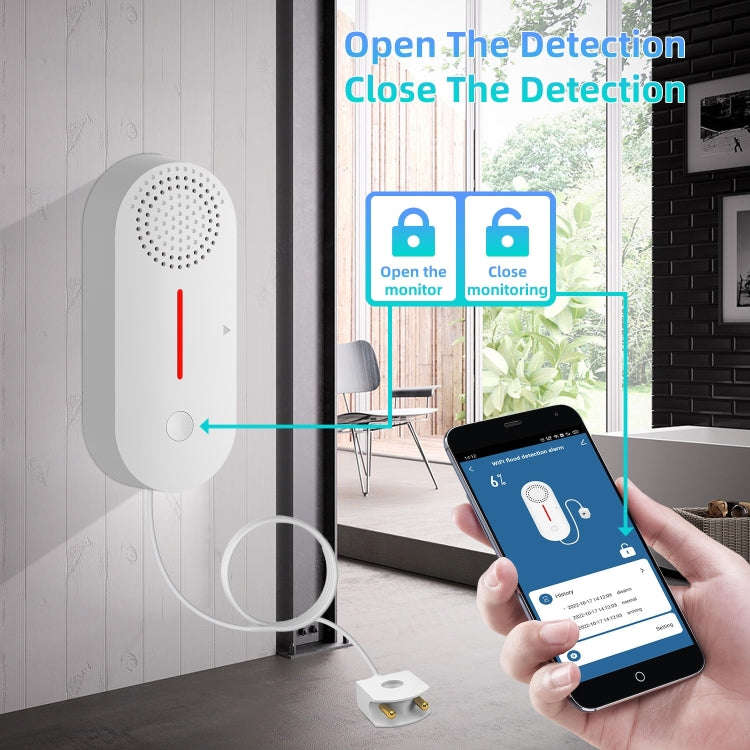 Tuya WIFI Sound and Light Water Immersion Alarm Leak Sensor Overflow Alarm Detector