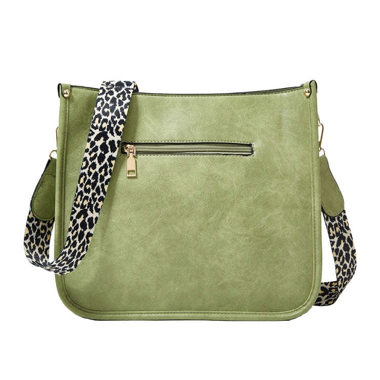 013 Leopard Strap PU Leather Single-shoulder Waterproof Crossbody Tote Bag(Green)