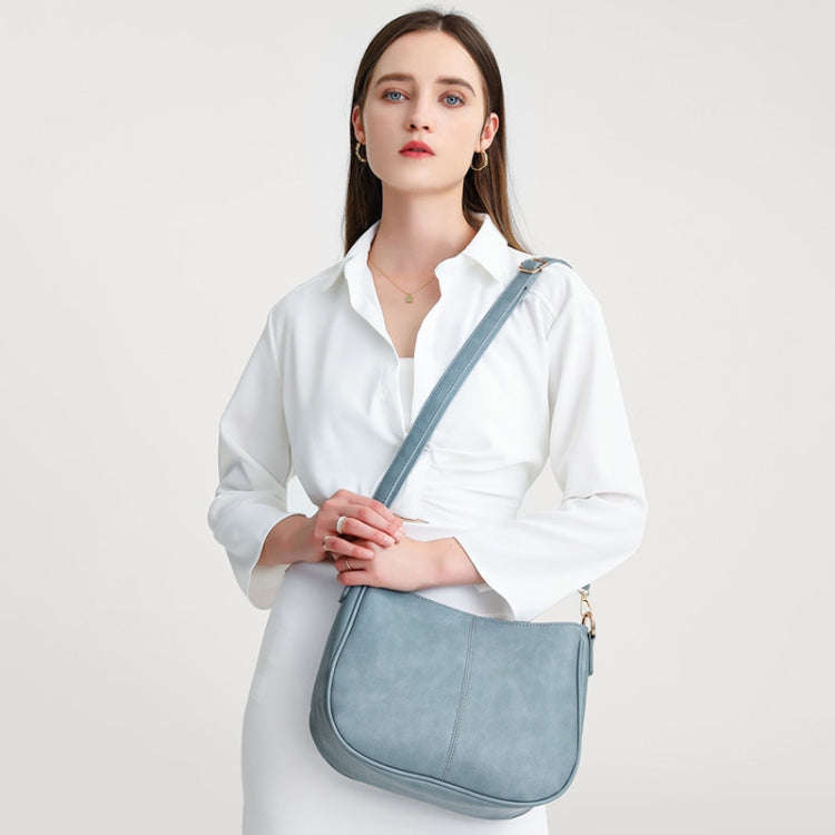 270 Large Capacity Single-shoulder Crossbody Chain Bag Leather Adjustable Underarm Bag(Blue)