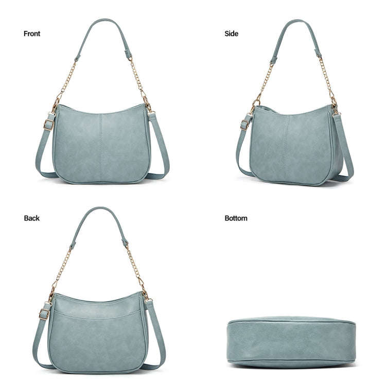 270 Large Capacity Single-shoulder Crossbody Chain Bag Leather Adjustable Underarm Bag(Blue)