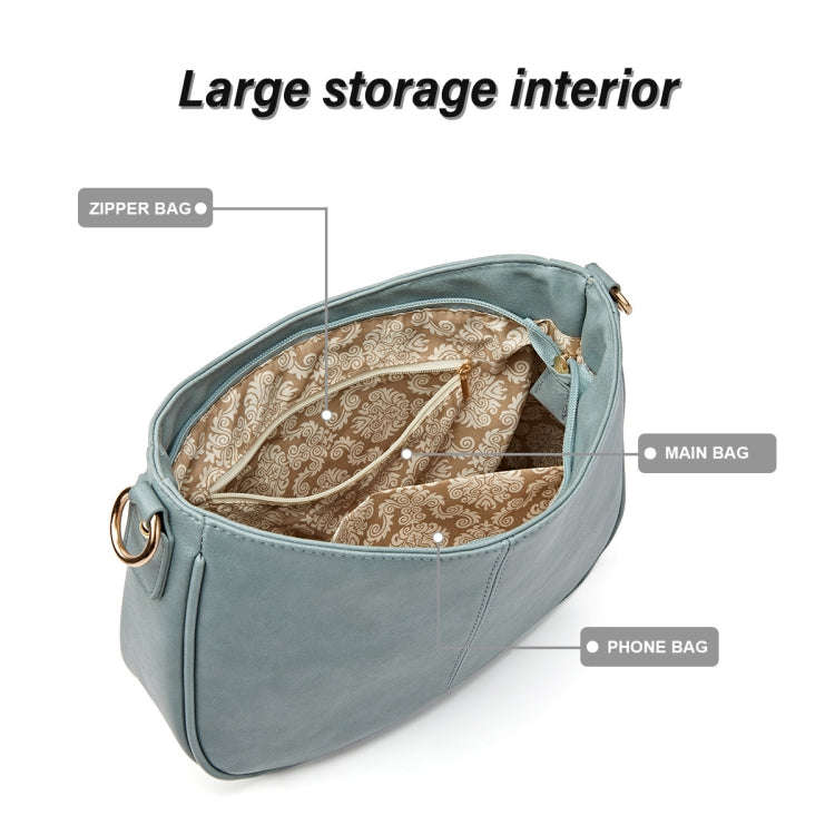 270 Large Capacity Single-shoulder Crossbody Chain Bag Leather Adjustable Underarm Bag(Blue)